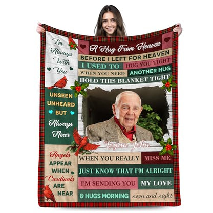 Custom Memorial Blanket with Picture, Memorial Gifts for Loss of Loved One - color: A Hug from Heaven 4
