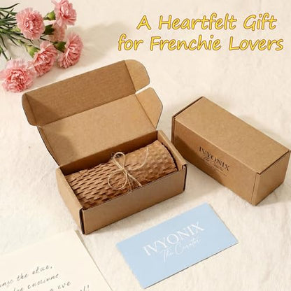 French Bulldog Dog Hair Collector Keychain, Frenchie Fur Keepsake - color: gold