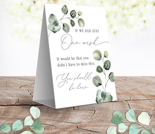 Your Main Event Prints - Wedding Memorial Sign - If We Had One Wish, In Loving Memory Eucalyptus Self-Standing Wedding Decorations