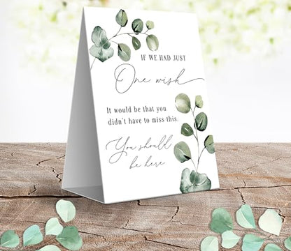 Your Main Event Prints - Wedding Memorial Sign - If We Had One Wish, In Loving Memory Eucalyptus Self-Standing Wedding Decorations