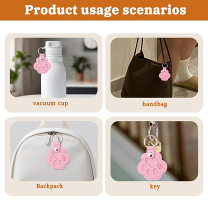 Leather Paw Print Keychain for Dog Cat Pet Hair Keepsake Keychain Sympathy Memorial Gift for Loss of Cat Dog Puppy - color: Pink
