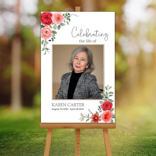 Custom Photo Funeral Welcome Sign – In Loving Memory Yard Sign – Personalized Memorial Outdoor Display - color: Version 1