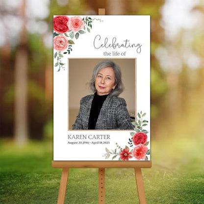 Custom Photo Funeral Welcome Sign – In Loving Memory Yard Sign – Personalized Memorial Outdoor Display - color: Version 1