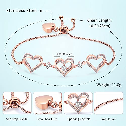 shajwo Heart Urn Bracelet for Ashes for Women - color: Rose Gold-White