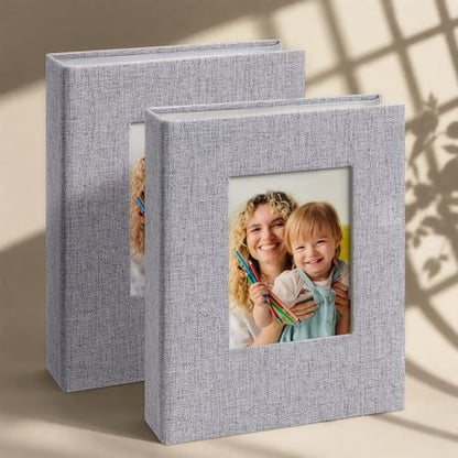 Vienrose 4x6 Mini Photo Album, 2 Pack, 52 Photos, Grey - color: Grey, size: 4x6 26 Pockets