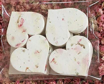 Of The Earth Handmade Paper - Wildflower Seed Paper Large Hearts - Recycled Flower Petals - Bulk Set of 100 (24s Pink Petal) - color: 24s Pink Petal