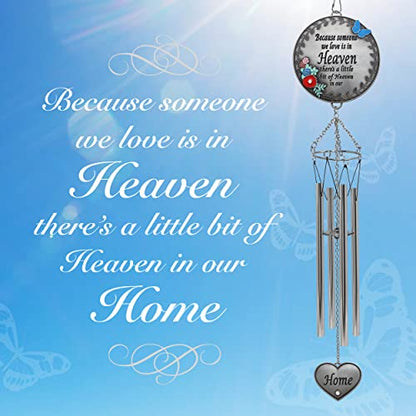 Memorial Wind Chimes for Loss of Loved One – Sympathy Gift with Enameled Butterfly & Flowers, in Loving Memory Wind Chime for Garden, Outdoor Remembrance Bereavement Gift, 22 Inch