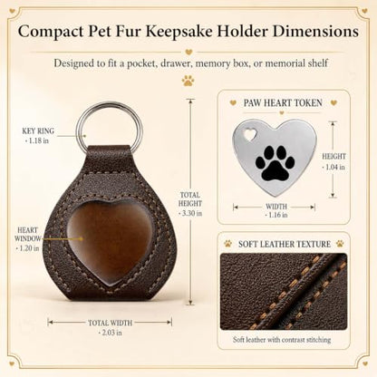 Pet Memorial Gifts for Loss of Dog or Cat, Pet Fur Keepsake with Heart Window, Pet Hair Memorial Holder with Paw Print Pocket Hug, Gifts from Rainbow Bridge, Sympathy Gift for Pet Owners