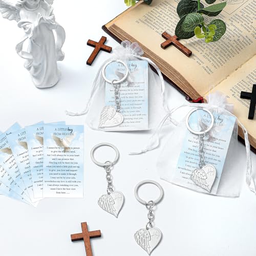 Ecally 20 Sets Funeral Favors for Guest Celebration of Life Keychains Memorial Service Sympathy Gifts for Family Church Decoration (Angel) - style: Angel