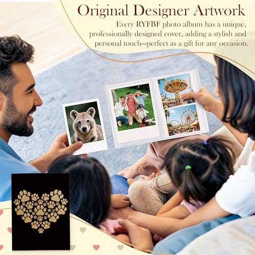 Dog Photo Album 4x6, Dog Lover Mom Dad Gifts, Glitter Gold Paw Print Heart 18 Pockets Small Picture Memory Photo Album for Gift for Pet Lover Owner - color: Dog Paw