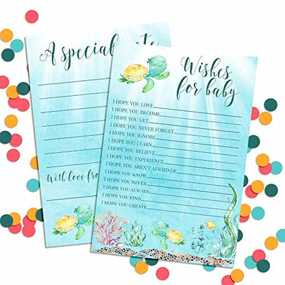 Little Hatchling Cute Sea Turtle Sea Life Baby Wishes Cards 20, 4"x6" - Great Keepsake and Fun Activity for Baby Showers - Wishes for Baby Keepsakes Last Generations - Fill-In, Double-Sided Cards - style: Hatchling Cute Sea Turtle