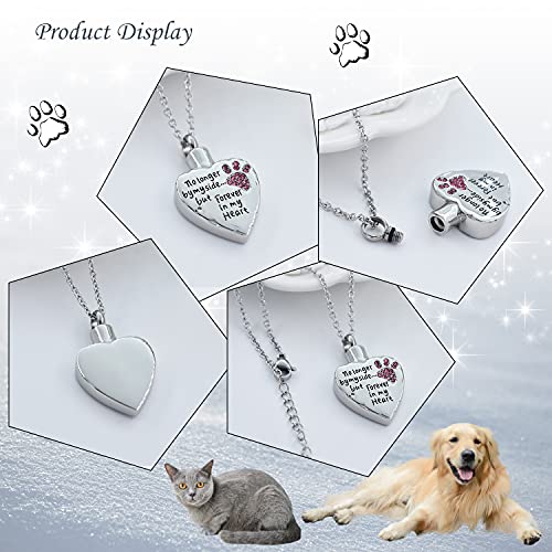 Fashion Pet Cremation Jewelry Stainess Steel Heart Keepsake Ashes Necklace Dog Cat Paw Memorial Urn Pendant - color: Pink