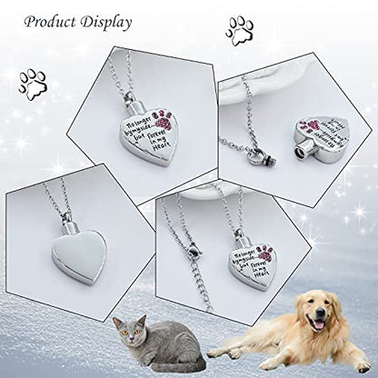 Fashion Pet Cremation Jewelry Stainess Steel Heart Keepsake Ashes Necklace Dog Cat Paw Memorial Urn Pendant - color: Pink