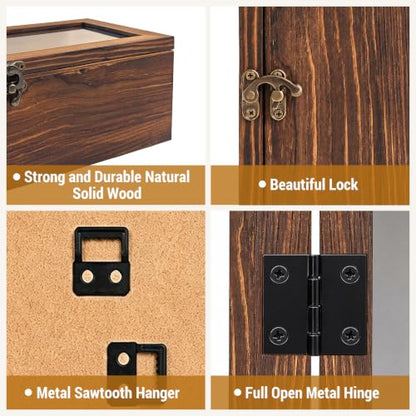 Muzilife 12.5x5 Rustic Shadow Box Pine Wood Picture Frame, 3.94 Deep, Brown - color: Brown, size: 12.5"x5"