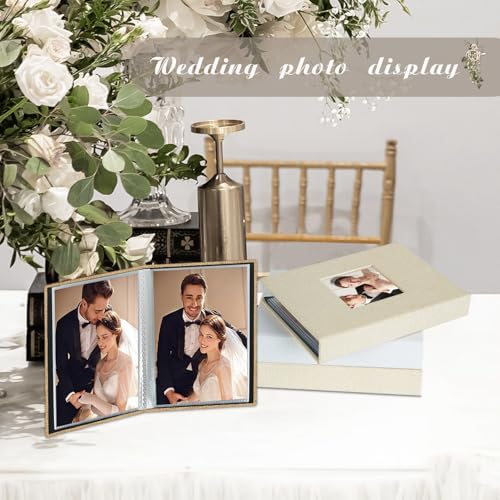 Artmag Mini Photo Album 4x6 26 Pockets 2 Pack, Linen Cover with Front Window Album Each Holds 52 Vertical Photos for Family Wedding Baby Children (Khaki) - color: Khaki, size: 50 Pockets/2PKS