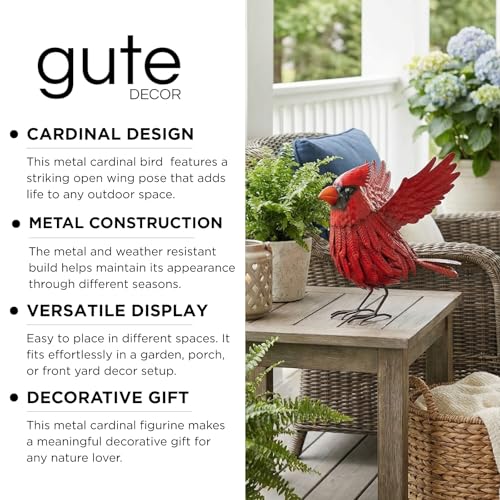 Cardinal Garden Decor Metal Yard Art: Red Bird Outdoor Statue & Large Sculpture for Patio, Balcony or Backyard - Decorative Lawn Ornament - Valentines Day, Birthday Gift Her, Wife, Women, Mom, Grandma