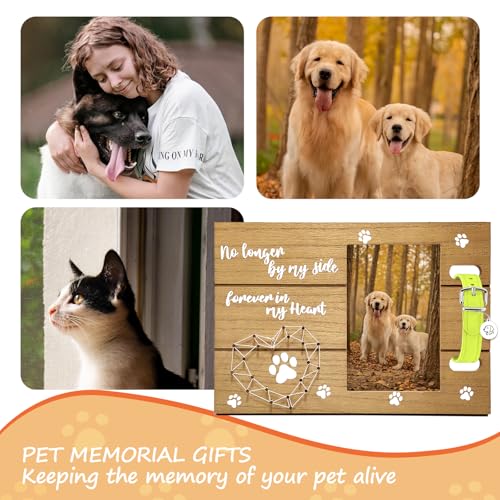 Artisanal Hand-Knitted Heart Dog Memorial Frame with Collar Holder - Loss of Pet Sympathy Gift, Sympathy Keepsake Frame,Warm Remembrance for Dogs and Cats - color: Wood color