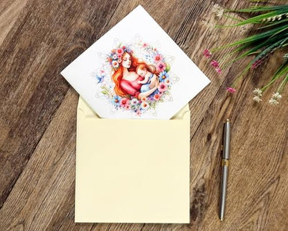 iGifts And Cards Mother & Baby Floral Basket 3D Pop-Up Card 6" x 6" | Eternal Nurture, Watercolor Art, First Mother's Day, Baby Shower, Congratulations, Grandmother, New Parent, Keepsake Memento - color: Mother and Baby