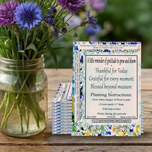 25 Wildflower Seed Packets - Thank You Gifts for Guests - Engagement Party Decorations - Wild Flower Seeds Throw and Grow Perennial Annual Mix to Attract Pollinators Bees Birds & Butterflies Non-GMO