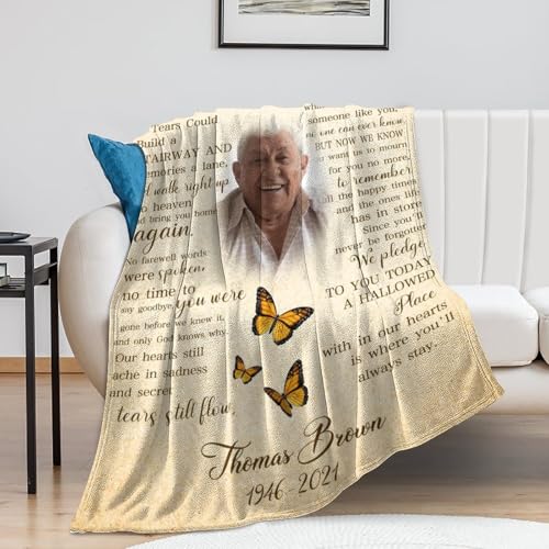 Custom Memorial Blanket with Picture Personalized Sympathy Remembrance Condolences Bereavement Gifts Sympathy Gifts for Loss of Loved One Mother Dad Grandma Grandpa Sister Daughter Friend - color: Design6