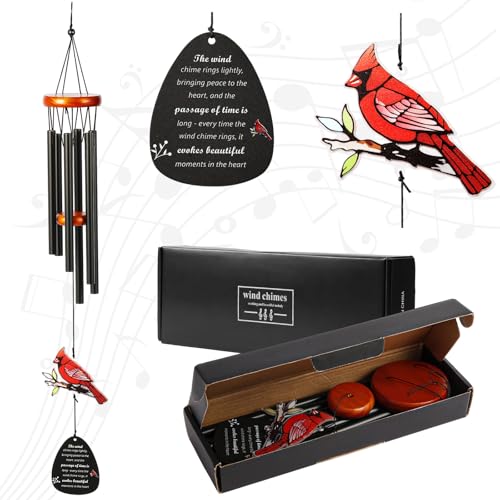 Memorial Wind Chimes for Outside, Memorial Wind Chimes for Loss of Loved One Prime, Bereavement/Sympathy-Hummingbird Wind Chime for, in Memory of Loved One Gifts (Black, 30) - size: 30