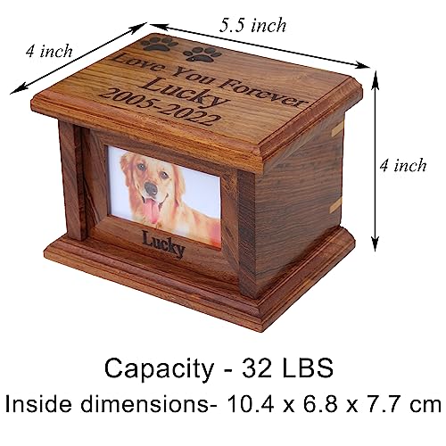 Pet urns for Dogs, Dog urns for Ashes, Wood Pet urn for Cats, Wooden urn for Pet Ashes, Keepsake for Animals, Pet Memorial (Small) - size: Small-With Text