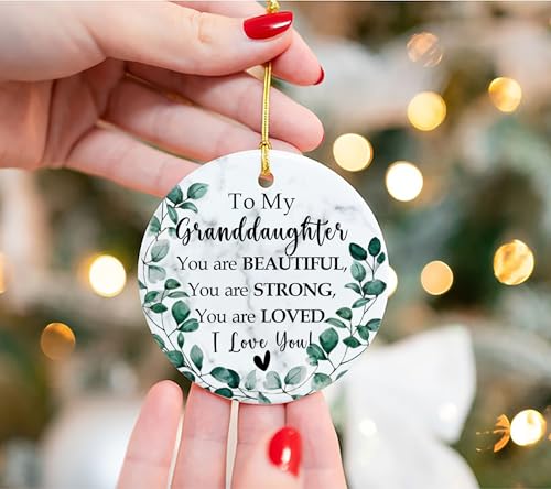 to My Granddaughter Christmas Ornament 2026 from Grandma and Grandpa, Double-Side Printed Christmas Ornament for Granddaughter Xmas Tree Keepsake - color: Granddaughter