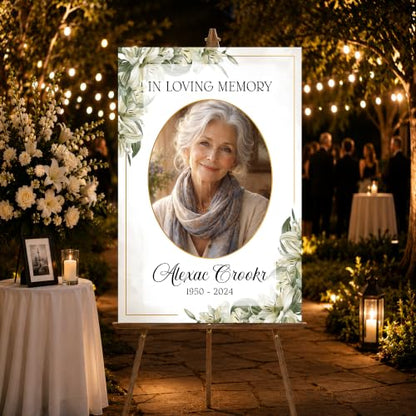 Editable Greenery Celebration of Life Welcome Sign, Custom Yard Sign, PVC, 12' x 18', 24' x 18', 36' x 24' - color: #Version 2