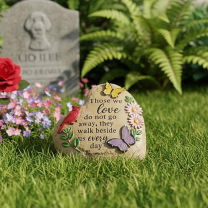 Memorial Garden Stone Cardinal Sympathy Gifts with Butterfly Flowers
