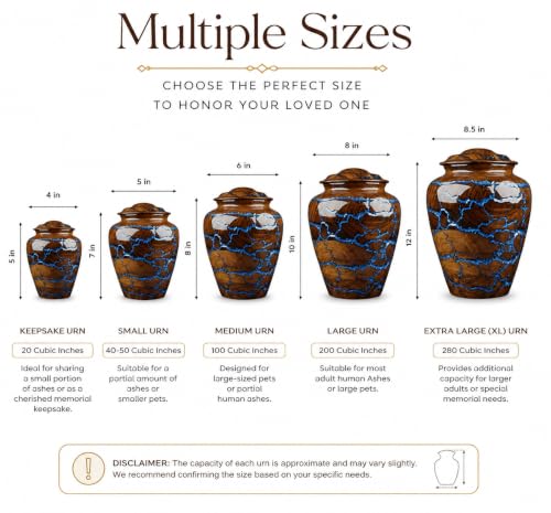 Handcrafted Rosewood Cremation Urn for Human Ashes – 50 Cubic Inches Funeral Memorial Urn for Adult Women & Men, Elegant Wooden Memorial Ashes Urn with Blue Resin Inlay, Funeral Urn for Loved Ones - size: STANDARD 50 Cu inch
