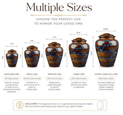 Handcrafted Rosewood Cremation Urn for Human Ashes – 50 Cubic Inches Funeral Memorial Urn for Adult Women & Men, Elegant Wooden Memorial Ashes Urn with Blue Resin Inlay, Funeral Urn for Loved Ones - size: STANDARD 50 Cu inch