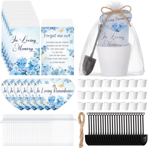24 Sets Forget Me Not Card Sets Funeral Favors for Guests | No Seed, in Loving Memory Funeral Packets Favor Gifts, Celebration of Life, for Church, Remembrance Funeral Decorations - style: Forget Me Not