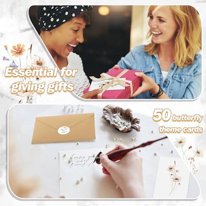 Motiskyy 100 Pcs Floral Blank Note Cards and Envelopes 4x6 Elegant Blank Greeting Cards with Matching Peel-and-Seal Stickers Plain Notecards Stationery for Back to School Office Home, 10 Designs - style: Floral Style