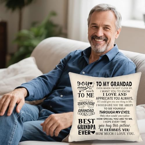 Best Grandad Ever Throw Pillow Covers for Grandpa from Granddaughter Grandson Birthday Father's Day Grandfather's Day (Grandpa) - color: Grandpa