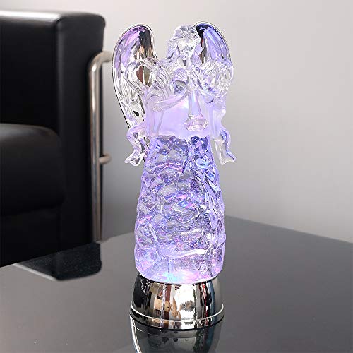 Wondise Angel Color Changing Night Light Snow Globe with Timer - color: 11” Angel Trumpet