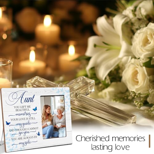 Aunt Memorial Bereavement Wooden Picture Frame Gifts for Loss of Aunt, Always By My Side Sympathy Gifts for Loss of Auntie, Fits 4x6 Photo Frame - color: Blue-aunt