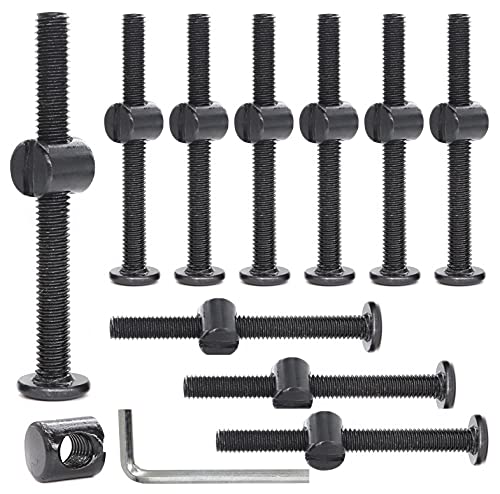 cSeao 10-Pack M6 60mm Black Socket Cap Screws Barrel Nuts Set for Furniture Crib Chairs - size: M6x60mm 10-Pack
