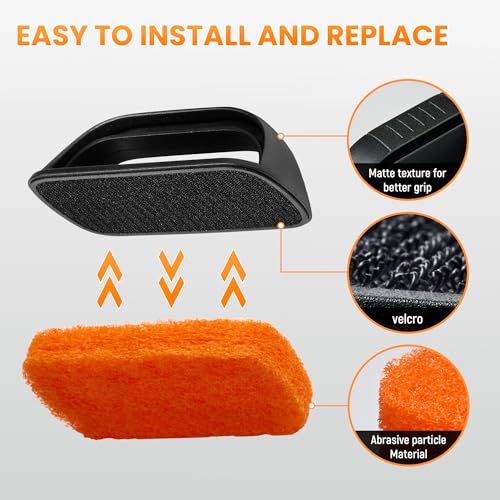 Griddle Cleaning Kit for Blackstone with 8 Scouring Pads & 1 Handle | Flat Top Grill Cleaning Kit, Griddle Accessories, Multi-Functional Scrubber Pads, Easy to Use & Clean (9 PCS) - color: Orange-9 Pcs