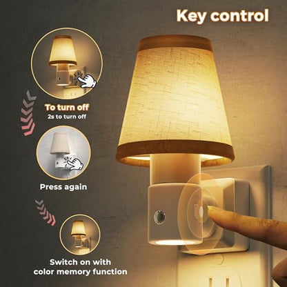 L LOHAS LED Night Lights Plug into Wall, Plug in Night Light Dimmable 100LM | Soft Warm Nightlight, Light Sensor, Rotatable Base, Linen Fabric Nightlights Plug in Wall, Bathroom Kitchen Farmhouse, 1 Pack - color: Beige-3000K