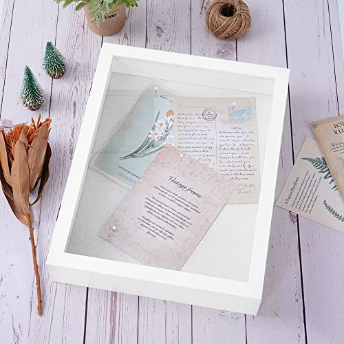 Muzilife 11x14 Shadow Box Wood Picture Frame, 2.16 Deep, Real Glass, White - color: White, size: 11x14
