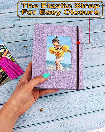 GPIRAL Small Photo Album 4x6 – Clear Pages, Linen Cover with Front Window, Pack of 2, Each Album Holds 52 Photos, Small Brag Book for 4x6 Pictures, Lilac Purple Fabric - color: Lilac Purple, size: 4x6"-2 PACK