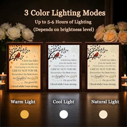 Sympathy Gifts for Loss of Loved One, LED Wood Memorial Shadow Box, 3 Lighting Modes, Bereavement Condolences Remembrance Gifts, 7.4''x5.5''x2.1'' - color: A Limb
