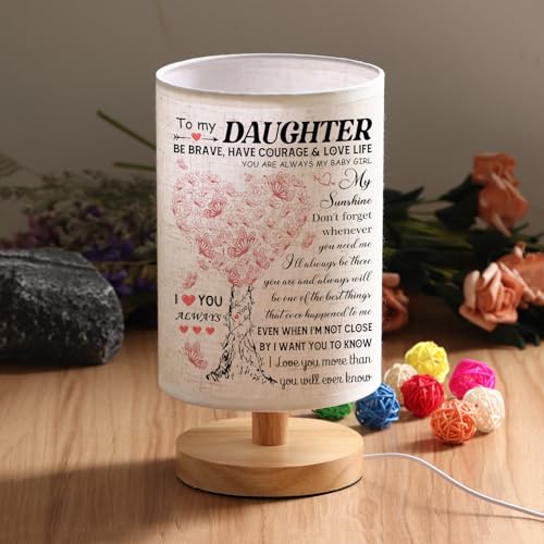 WSYEAR Daughter Gifts from Mom, to Daughter Fabric Table Lamp, Birthday Graduation Gifts for Daughter from Mom Dad, Bedside Table Lamp Gifts for Daughter Adult from Mother - color: Daughter Lamp