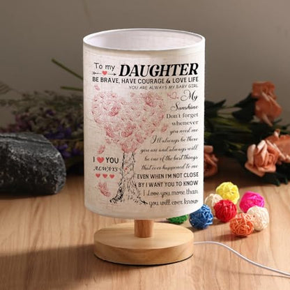 WSYEAR Daughter Gifts from Mom, to Daughter Fabric Table Lamp, Birthday Graduation Gifts for Daughter from Mom Dad, Bedside Table Lamp Gifts for Daughter Adult from Mother - color: Daughter Lamp