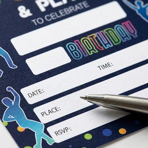 Trampoline Jump Birthday Party Invitations, Bounce House Birthday Invitations For Boys Girls Birthday Invites, Theme Birthday Party Decorations, 20 Invitations with 20 Envelopes
