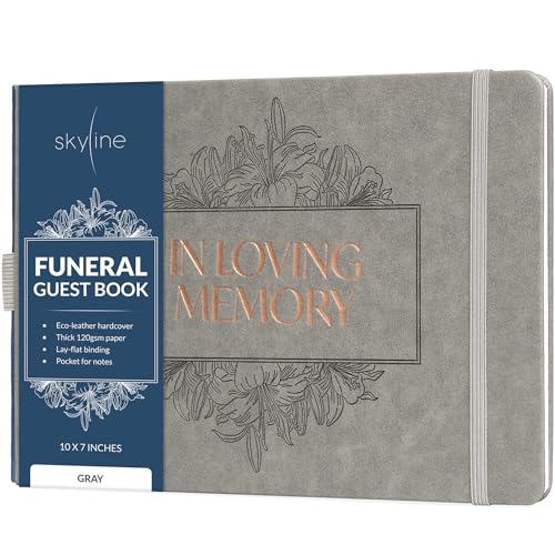 Skyline Funeral Guest Book, Memorial Service Sign-In, Gray - color: Gray