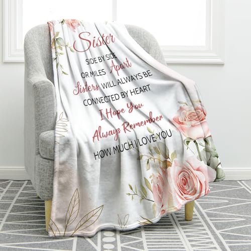Jekeno Rose Sister Throw Blanket Gifts for Women Bestie 50"x60" - color: Pink Sister Gifts, size: 60x50 Inch