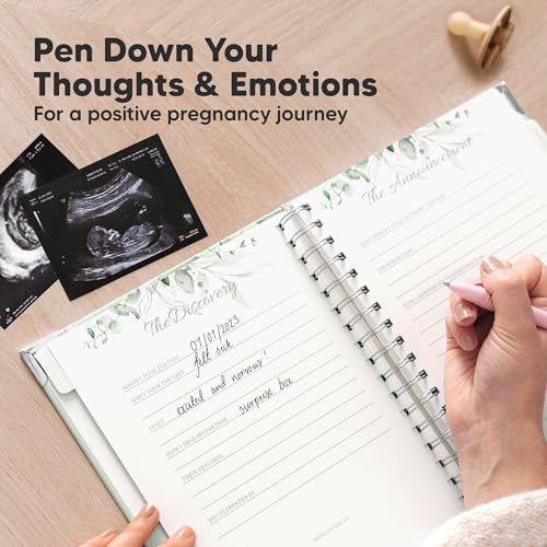 Pregnancy Journal for First Time Moms Gifts - 90 Pages Hardcover (Sage) - color: Sage