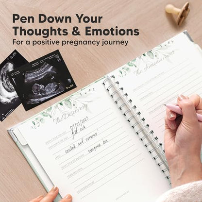 Pregnancy Journal for First Time Moms Gifts - 90 Pages Hardcover (Sage) - color: Sage