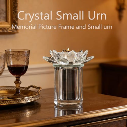 Keepsake urns for Human Ashes Crystal Small urns Cremation Keepsake Photo Urn with Candlestick Sharing Ashes Mini Memorial Urn for Human or Pet to Remember Your Loved One Lost